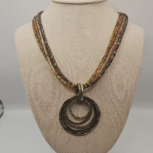 Multicolor Beaded Necklace with Gold Accents